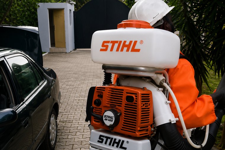 Close-up of professional-grade fogging equipment